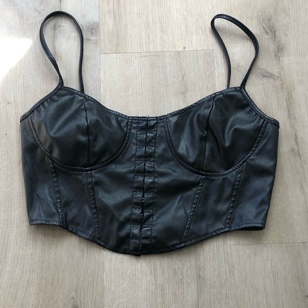 Faux leather top